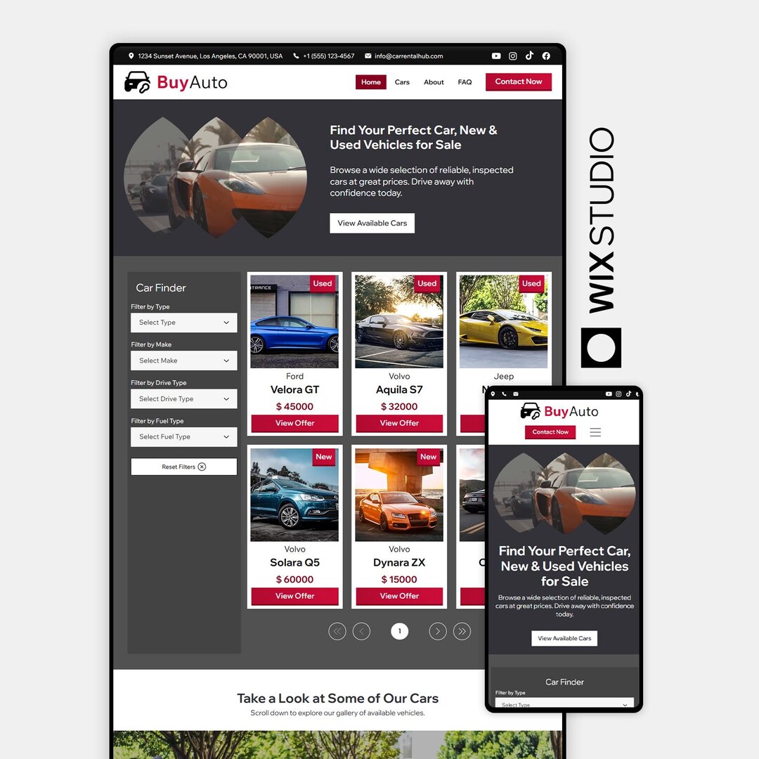 Car Dealership Wix Studio Website Template Auto Sales, Responsive