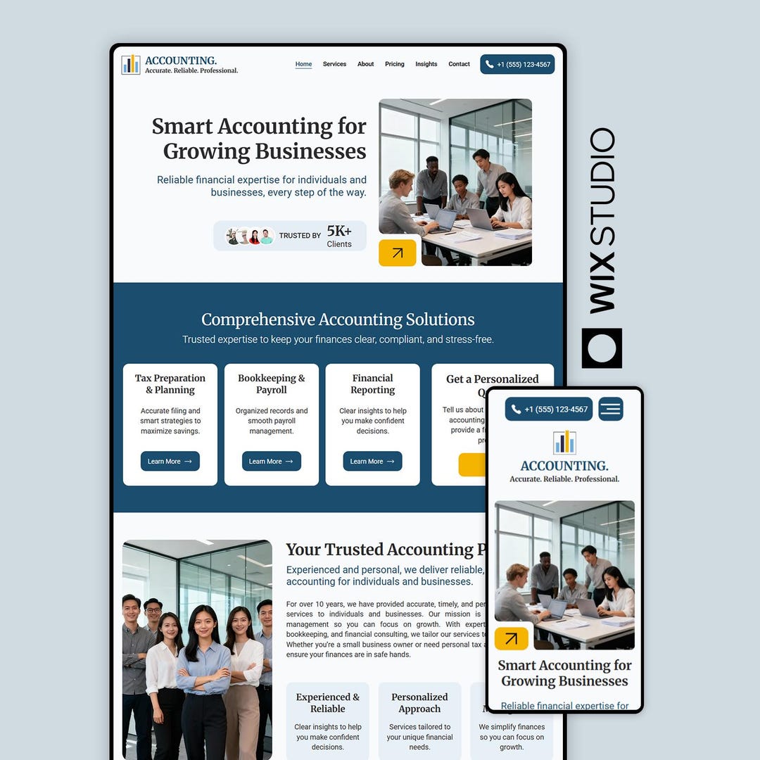 Accounting Firm Wix Studio Website Template, Financial Services - Etsy