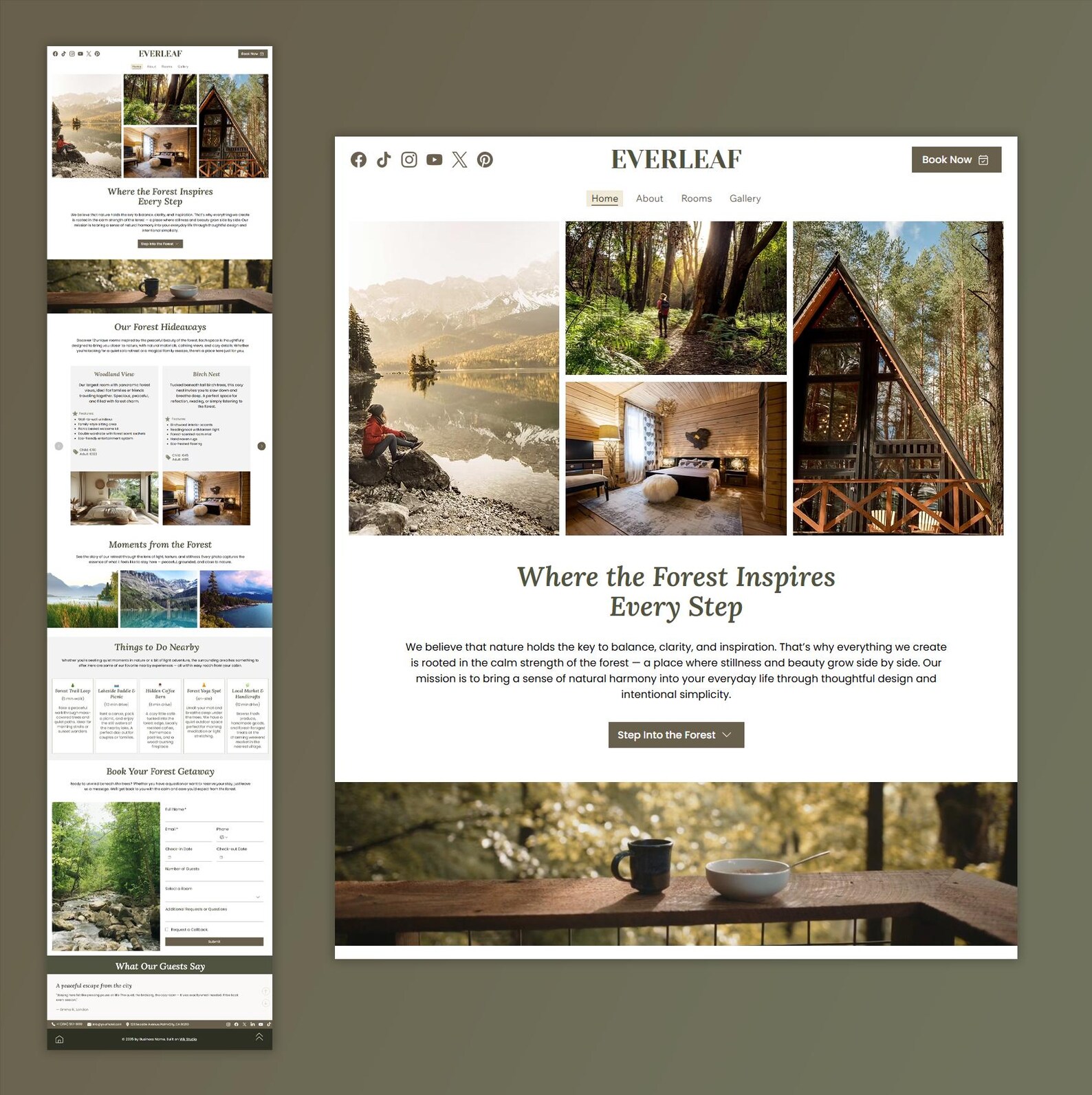 Wix Studio Forest Lodge Website Template Bnb and Hotel Booking