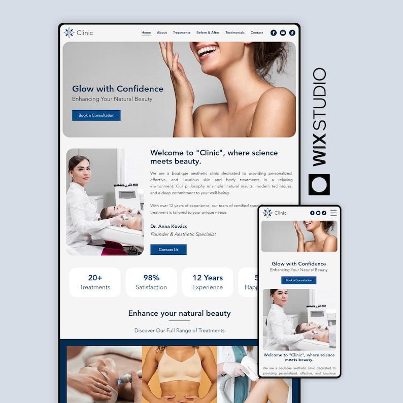 Beauty Clinic Template for Wix Studio Modern Medical Spa Website