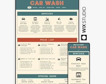 Retro Car Wash Wix Studio Website Template – Auto Detailing