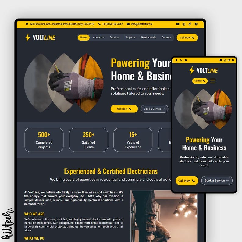 Electrician Wix Studio Website Template Modern, Customizable