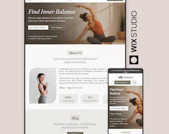 Wellness & Yoga Wix Studio Website Template | Holistic Yoga Studio Design, Meditation, Mindfulness Website, Spa, Wellness Coach Booking Site