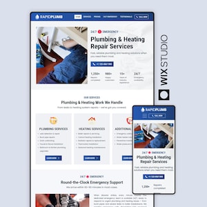 Plumbing Business Wix Studio Website Template – Fully Editable