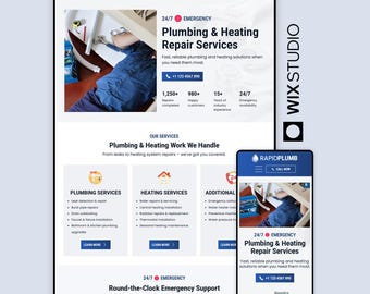 Plumbing Business Wix Studio Website Template – Fully Editable