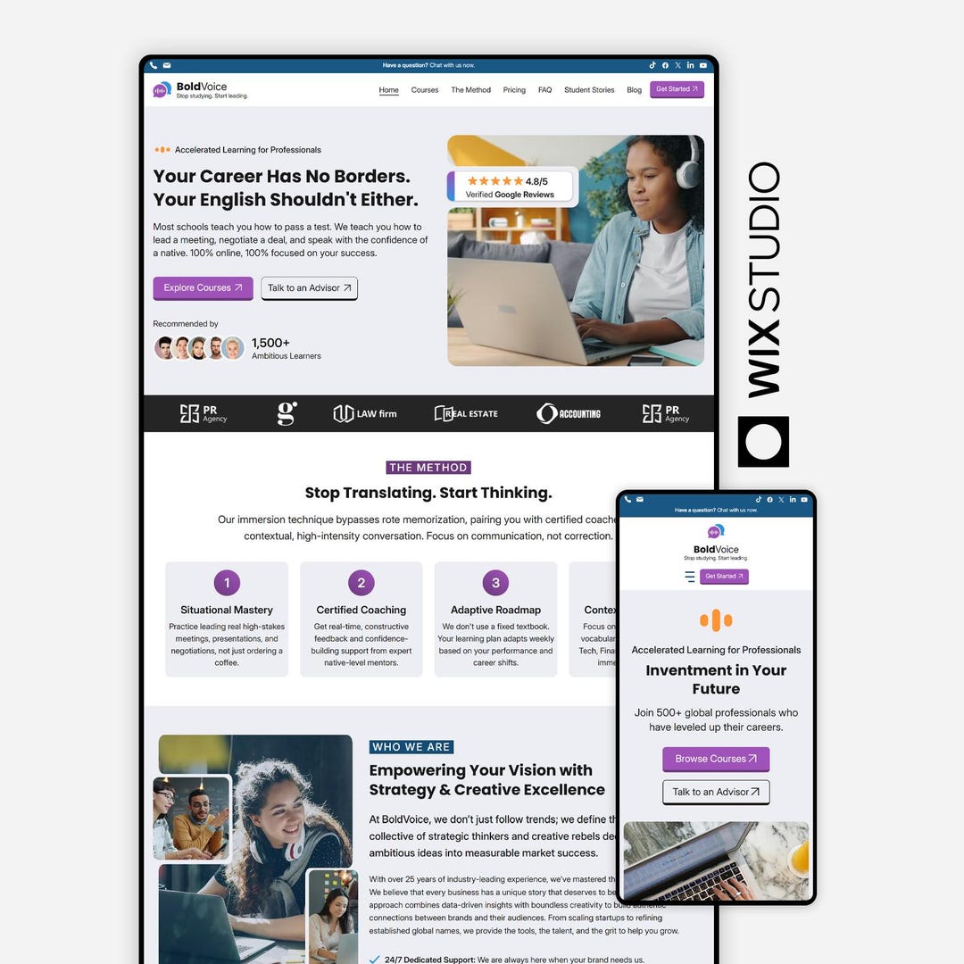 Course Full Webpage Online Course Website Template for Language Learning, Tutors, Coaches ...