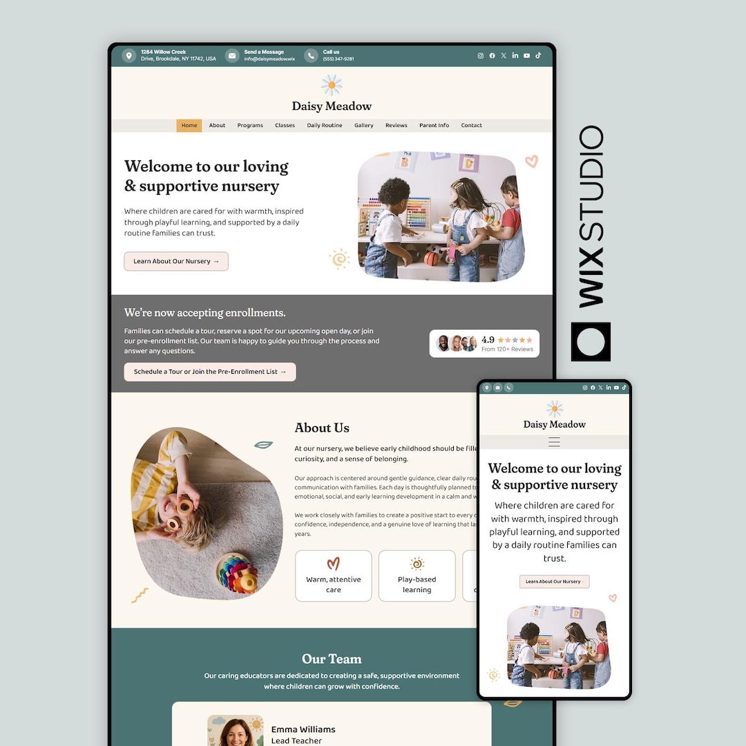 Nursery & Daycare Wix Studio Website Template | Childcare, Preschool ...