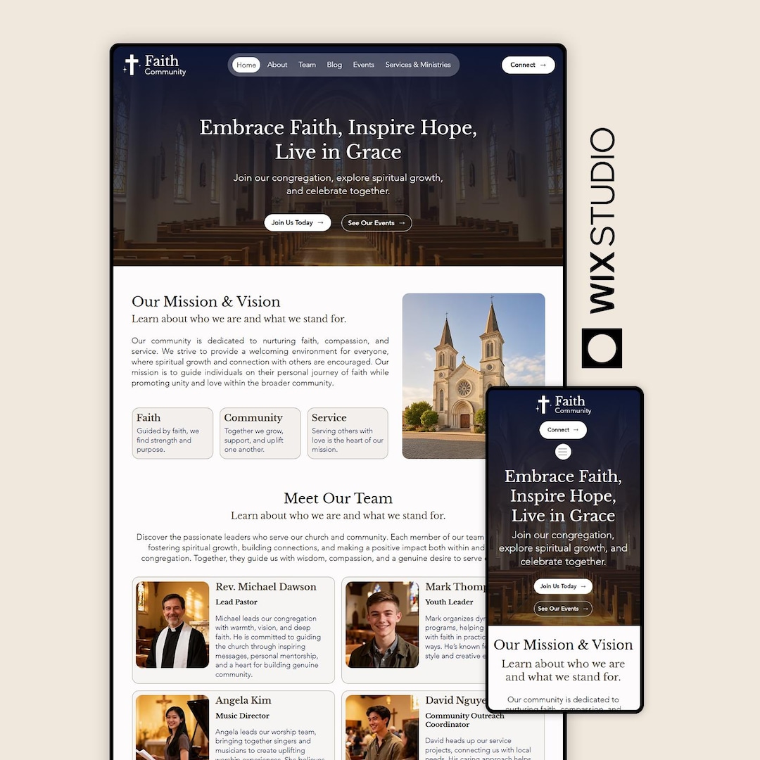 Faith Community Wix Studio Website Template | Church Website, Ministry ...