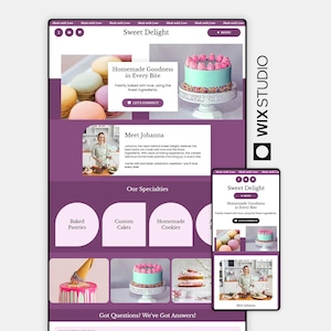 Wix Studio Bakery Website Template | Custom Cakes, Pastry Shop (Digital Download)
