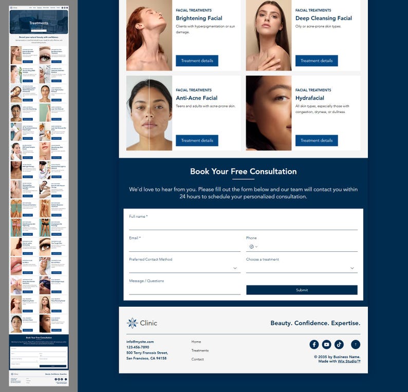 Beauty Clinic Template for Wix Studio Modern Medical Spa Website