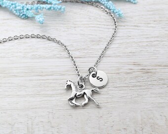 Horse Necklace, Personalized Horse Necklace, Pony Charm Necklace, Horse Jewelry Gift, Equestrian Necklace, Mini Running Horse for Girl