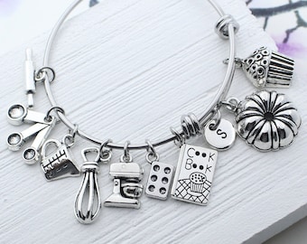 Baker Armband, Baker Charm Armreif, personalisiertes Kochbuch Schmuck, bestes Geschenk für Baker, Baker Geschenke, Kitchen Mixer Charm