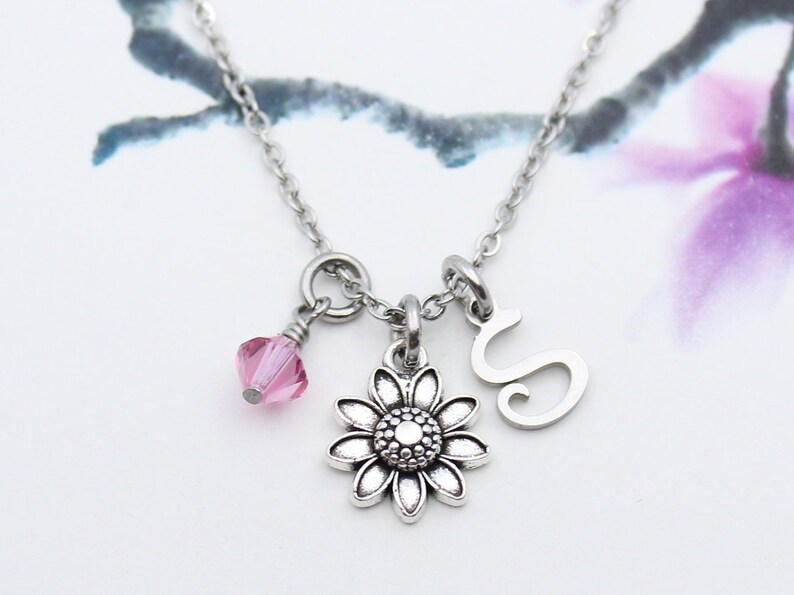 Accessory Daisy Necklace Best Friend Gift Personalized Daisy Charm Necklace Gardening Gift Daisy Flower Jewelry Birthday Gift