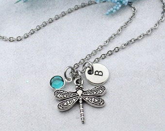 Collar con dije de libélula, collar con dije de libélula personalizado, regalo de joyería con dije de libélula