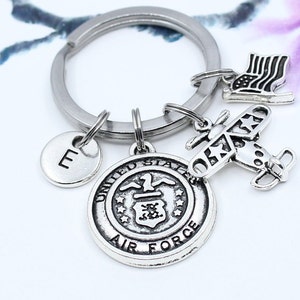 US Air Force Keychain, Geschenk für Air Force, Geschenk für Veteran, Militär Geschenk, Veterans Day, amerikanische Flagge Accessoire, Air Force Charm Schlüsselanhänger