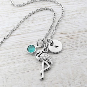 Flamingo Necklace, Personalized Flamingo Charm Necklace, Flamingo Charm Jewelry, Tropical Jewelry Gifts