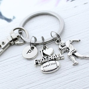 I Love Football Charm Keychain, Football Key Chain, Football Coach Gift, Personalized Football Keychain, Football Gift Idea, Sports Lover