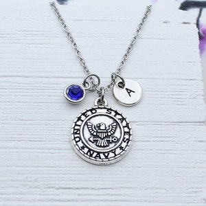 US Navy Charm Necklace, Personalized US Navy Charm Jewelry, Gift for Navy, Sailor Accessory, Military Gift, US Navy Gift, United States Navy