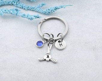 Hockey Charm Keychain, Personalized Hockey Sticks Charm Keyring, Hockey Coach Gift, Hockey Team Accessory, Hockey Team Gifts