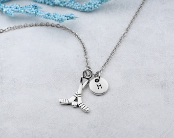 Collar de palos de hockey, joyería personalizada de palos de hockey, regalo para jugador de hockey, regalos de entrenador, regalos de equipo Hocket