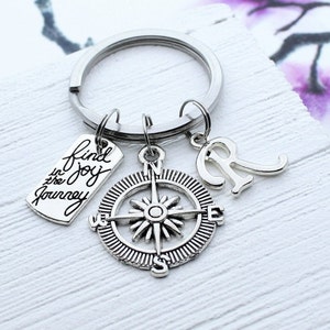 Find Joy in the Journey Keychain, Compass Charm Key Chain, Personalized Accessory, Gift for Best Friend, Traveler Gift Idea, Travel Lover