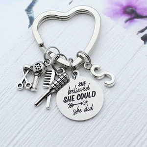 Cosmetology Graduation Gift Idea for Hair Stylist, Hairstylist Keychain, Personalized Hairdresser Charm Key Chain, Hair Dresser Accessory