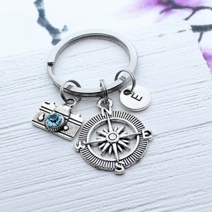 Compass Keychain,Personalized Camera Charm Keychain, Best Friend Gift Idea, Photography Gift, Gift for Photographer, Camerawoman, Cameraman