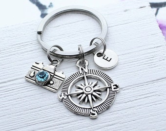 Compass Keychain,Personalized Camera Charm Keychain, Best Friend Gift Idea, Photography Gift, Gift for Photographer, Camerawoman, Cameraman