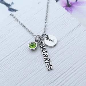Personalized US Marine Corps Charm Necklace, United States Marine Corps Jewelry, Military Necklace, Gift for Marine Corps, Veteran Gift