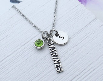 Personalisierte US Marine Corps Charm Halskette, US Marine Corps Schmuck, Militär Halskette, Geschenk für Marine Corps, Veteranen Geschenk