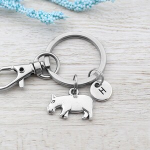 Personalisierte Nilpferd Initial Keychain, Nilpferd Charme Zubehör, Wildtier Nilpferd Schlüsselanhänger
