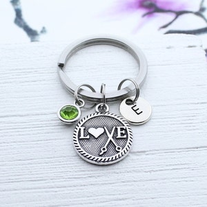 Personalized Love Scissors Charm Keychain, Hairstylist Key Chain, Hairdresser Accessory, Cosmetology Graduation Gift, Hairdresser Accessory
