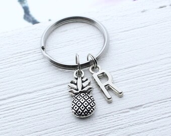 personalized keychain initial keychain fruit keychain pineapple charm Pineapple keychain fruit charm 