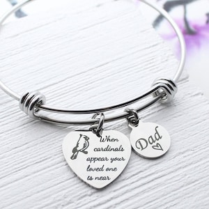 When Cardinals Appear Your Loved One Is Near Jewelry, Memorial Charm Bangle Bracelet, Gift for Loss of Mom, Sympathy Gift, Dad Grandpa