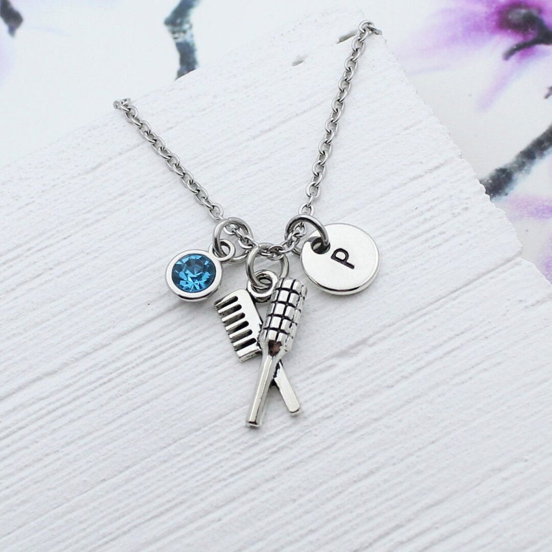 Personalized Comb Charm Necklace, Hairstylist Jewelry, Hair Stylist