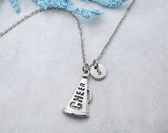 Megaphone Charm Necklace, Personalized Cheerleader Charm Necklace, Cheerleader Jewelry, Cheerleader Gift Idea, Team Gifts, Coach Gifts