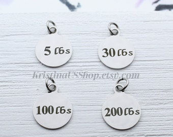 Weight Loss Tracker Charms, Weight Loss Journey, Milestone Charms, Loosing Weight Goals, Weight Tracking Gift, Weight Loss Engraved