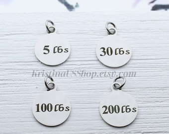Weight Loss Tracker Charms, Weight Loss Journey, Milestone Charms, Loosing Weight Goals, Weight Tracking Gift, Weight Loss Engraved