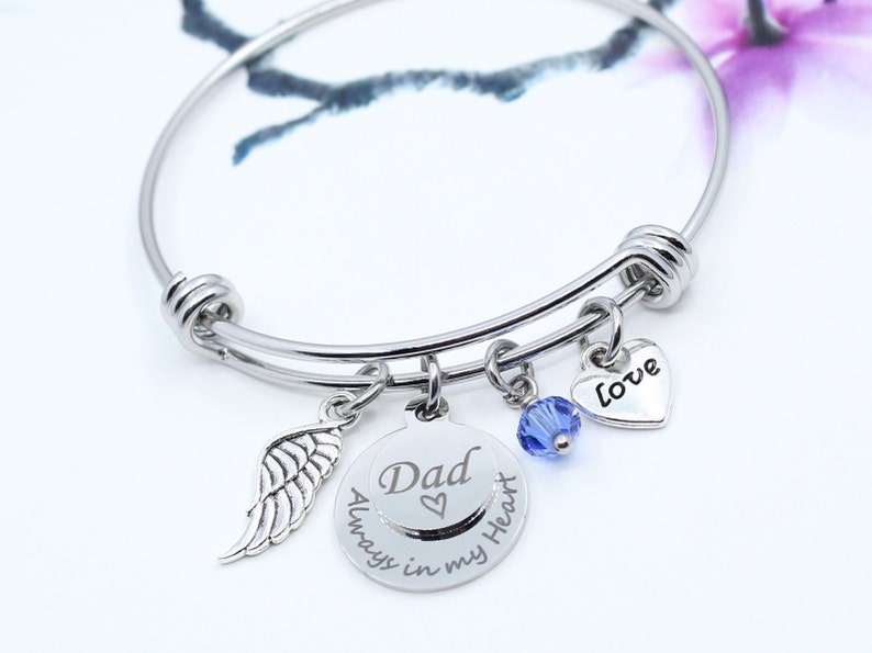 Son Daughter Charm Jewelry Grandma Mom Memorial Bracelet Gift for Loss Sister Grandpa Dad Brother Sympathy Charm Bangle Bracelet