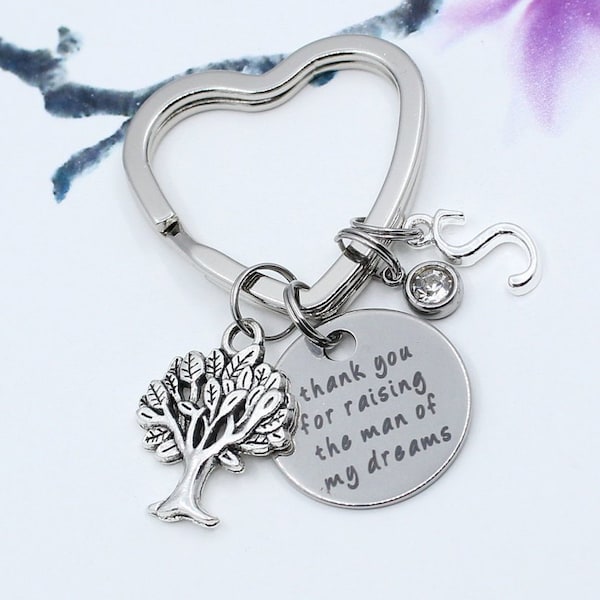 Thank You for Raising the Man of my Dreams Keychain, Family Tree for Mother In-Law Key Chain, Gift for Mother In Law, Personalized Accessory
