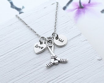 Hockey Sticks Necklace, Hockey Charm Necklace, Personalized Hockey Sticks Jewelry, Gift for Hockey Player, Hockey Lover, Sports