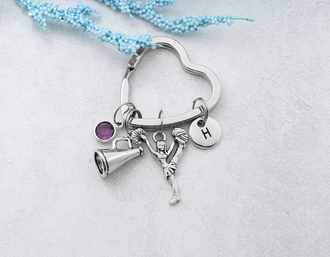 Cheerleader Girl Charm Keychain, Personalized Cheerleader Charm Keyring ...