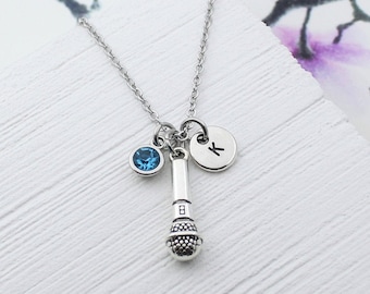 Microphone Charm Necklace, Personalized Mic Charms Jewelry, Music Gift, Gift for Singer, Speaker Jewelry Accessory