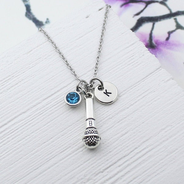 Microphone Charm Necklace, Personalized Mic Charms Jewelry, Music Gift, Gift for Singer, Speaker Jewelry Accessory