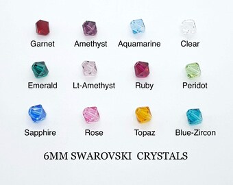 Swarovski Crystal Birthstone Dangle: Silver or Gold Alloy