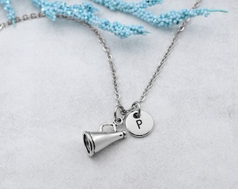 Collier à breloques mégaphone, collier à breloques pom-pom girl personnalisé, cadeaux entraîneur, cadeaux d'équipe, bijoux de pom-pom girl