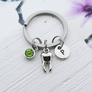 Dental Keychain, Personalized Dental Charm Key Chain, Dental Hygienist Accessory, Gift for Dental Assistant, Tooth Charm Keyring