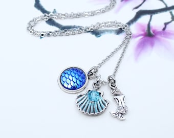 Collar de escala de pescado de resina con tobillera de existencias limitadas GRATIS, joyería de collar de encanto de sirena, idea de regalo de sirena, amante de la sirena, regalo de cumpleaños
