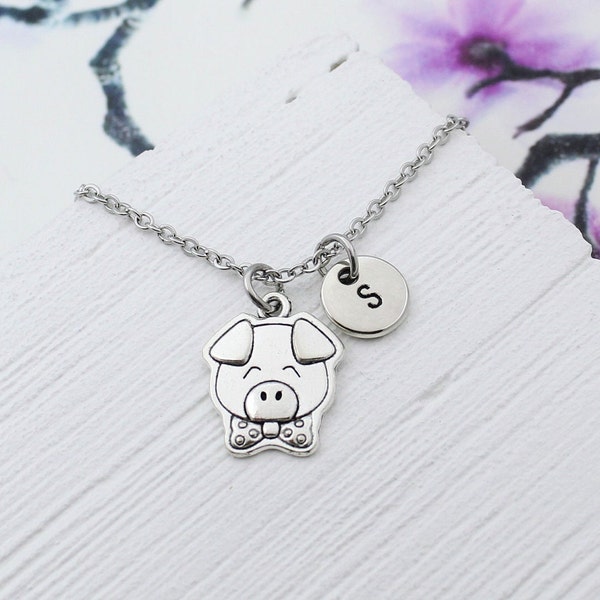 Pig Necklace, Personalized Pig Charm Necklace, Pig Jewelry, Gift for Pig Lover, Pig Gift, Animal Jewelry, Farmer Gift, Pork Gift