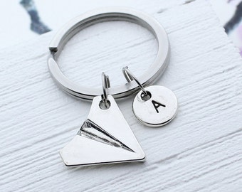 Paper Plane Keychain, Paper Plane Necklace, Traveler Accessory, Travel Gift, Origami Gift, Plane Jewelry, Plane Charm Bangle Bracelet